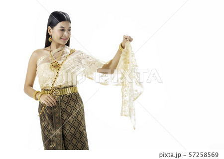 Beautiful woman smiling in national traditional 57258569