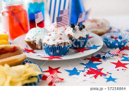 food and drinks on american independence day party 57258864