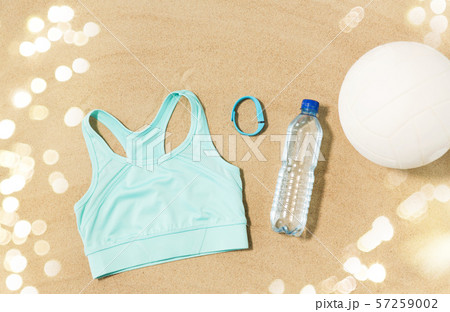 sports top, ball, fitness tracker and water bottle 57259002