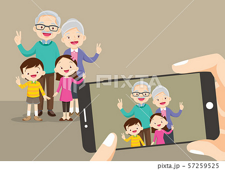 grandparents with children victory hand grandparents with children victory hand 57259525