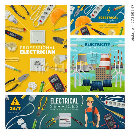 Electrician and electrical tools, power industry 57260247