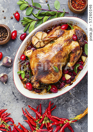 Baked chicken in berry sauce Baked chicken in berry sauce 57260346