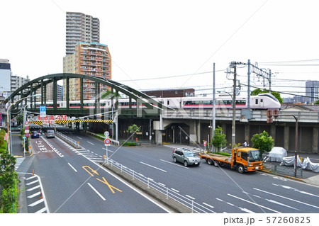 東京都荒川区　明治通りと常磐線の交差 57260825