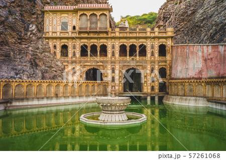 Monkey temple (galtaji) with pilgrims bathe in 57261068