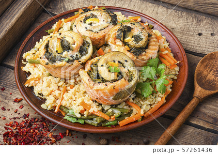 Delicious rice with seafood 57261436