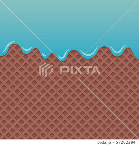 Flowing blue sauce on chocolate wafer vector. 57262294