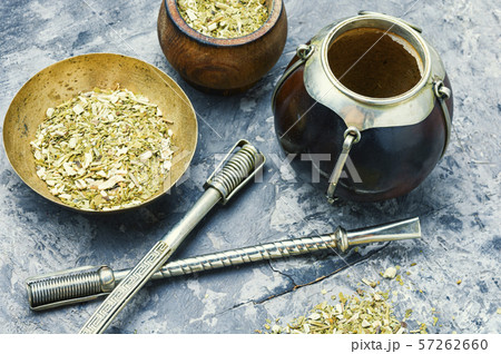 Yerba mate tea in a calabash gourd 57262660