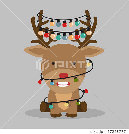 Cute raindeer  with decorated horns 57263777