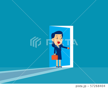 Businesswoman opening door. Concept cute business 57268404