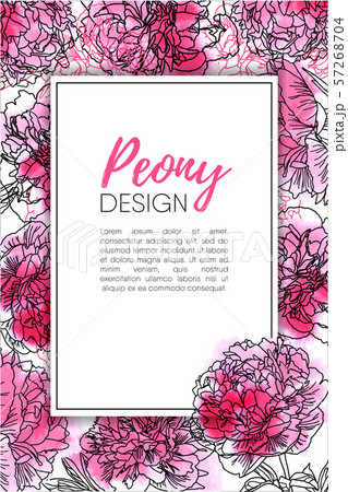 Floral frame with watercolor peonies isolated on white. Floral frame with watercolor peonies isolated on white. 57268704