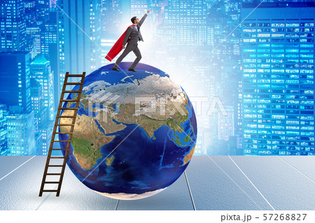 Businessman on top of the world Businessman on top of the world 57268827