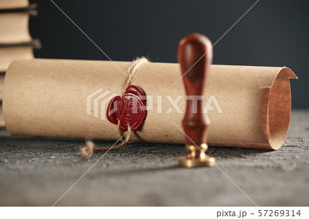 Notary's public pen and stamp on testament and last will. Notary public 57269314