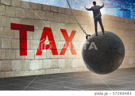 Businessman in tax return submission concept Businessman in tax return submission concept 57269483