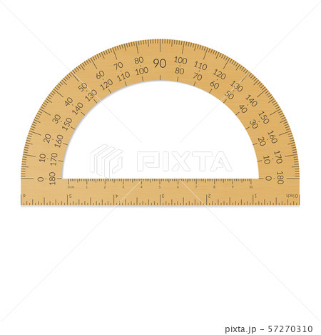 Wooden circular protractor with a ruler in metric 57270310