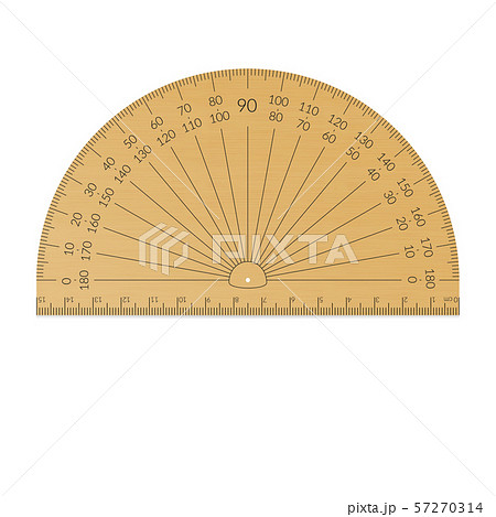 Wooden circular protractor with a ruler in metric 57270314