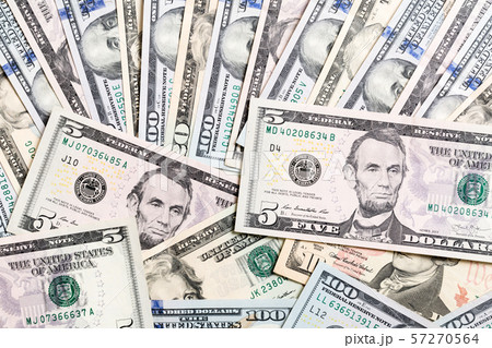 heap of US Dollar bills, money background. Top heap of US Dollar bills, money background. Top 57270564