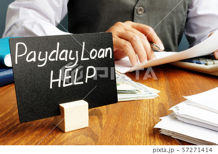 Plate with sign Payday loan help 57271414