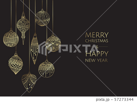 Merry Christmas and Happy New Year. Xmas background with balls. 57273344