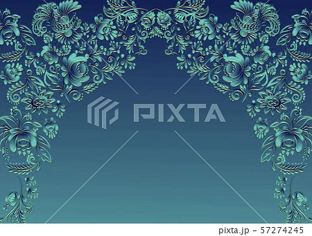 Floral oriental ethnic frame, vector illustration. Arabic ornament with fantastic flowers 57274245