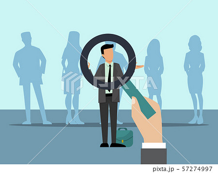 Employer choose candidates with magnifier. Group of people and choice of best employee. Business 57274997