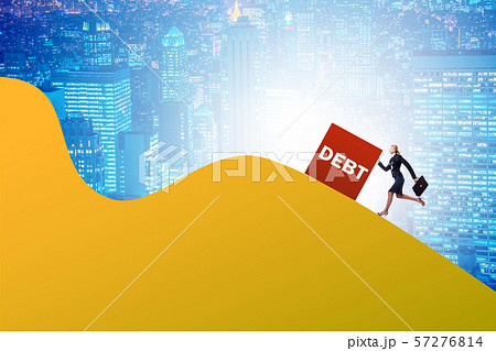 Debt and loan concept with businesswoman Debt and loan concept with businesswoman 57276814