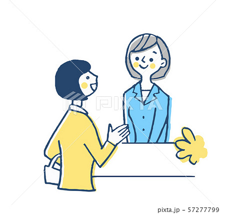 フロント 受付係と女性客 フロント 受付係と女性客 57277799