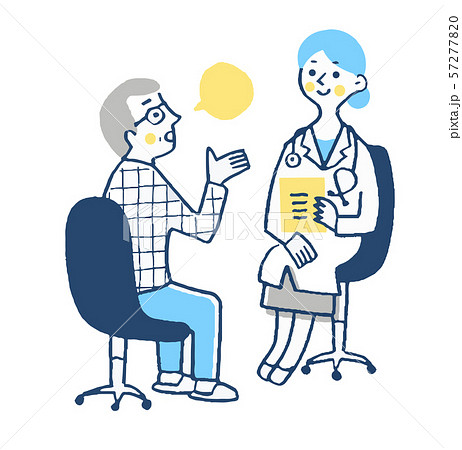診察 女医と男性患者 診察 女医と男性患者 57277820