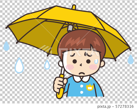 有傘的沮喪的幼兒園男孩 57278316