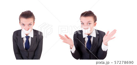 Young woman in censorship concept 57278690