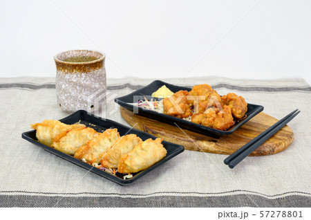 Karaage chicken deep fried with Gyoza dumplings 57278801