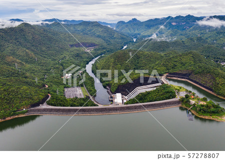 Scenery of Dam in tropical rainforest with hydro 57278807