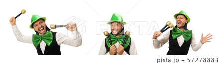Man with big green bow tie in funny concept Man with big green bow tie in funny concept 57278883