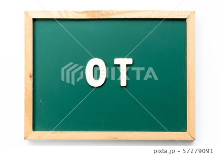 Letter in word OT (abbreviation of overtime) on white background 57279091