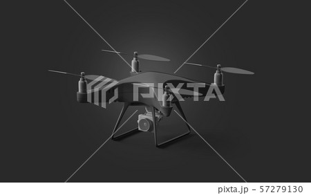 Blank black quadcopter mockup, stand isolated on dark background Blank black quadcopter mockup, stand isolated on dark background 57279130