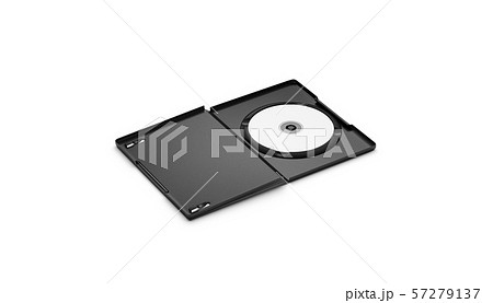 Blank white dvd disk in black plastic case mockup, 57279137