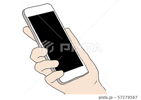 スマホを持つ手のイラスト素材 57279567 Pixta