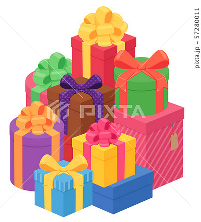 プレゼントの箱の山イラストのイラスト素材 57280011 Pixta