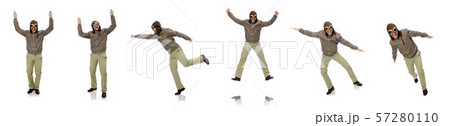 Funny pilot isolated on the white Funny pilot isolated on the white 57280110
