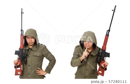Man with a gun isolated on white Man with a gun isolated on white 57280111