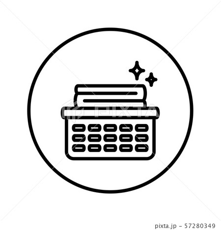 Basket with clean linen. Icon. Editable Thin line. Vector illustration. 57280349