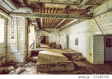 Interior of abandoned house in Korytnica spa, 57280792