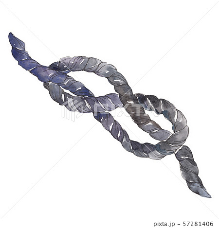 Sea knots sketch glamour illustration in a watercolor style isolated ropes element. Watercolour 57281406