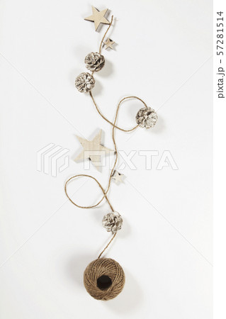 Christmas decoration on white background, vertical composition Christmas decoration on white background, vertical composition 57281514