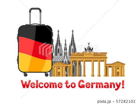 German Background Design With Suitcase のイラスト素材
