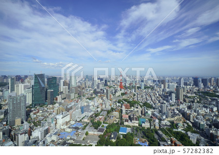 日本の東京都市景観 東京タワーなどを望む(台風一過で猛烈な暑さに)=9日、午後 日本の東京都市景観 東京タワーなどを望む(台風一過で猛烈な暑さに)=9日、午後 57282382
