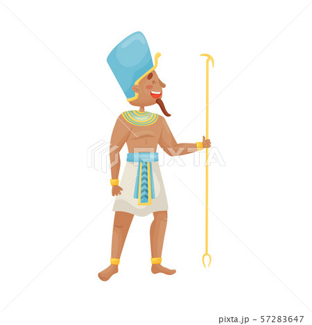 Man in the costume of the Egyptian pharaoh. Vector illustration on a white background. 57283647
