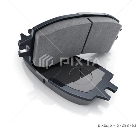 Two black brake pads on white background Two black brake pads on white background 57283763
