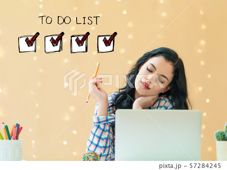 To do list with young woman To do list with young woman 57284245