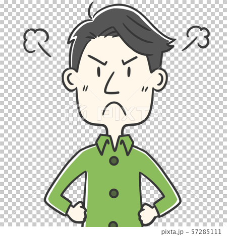 男子　大人　上半身　怒る 57285111