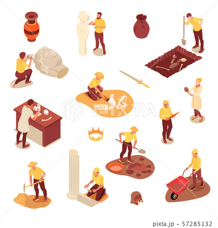 Isometric Archeology Icons Set 57285132
